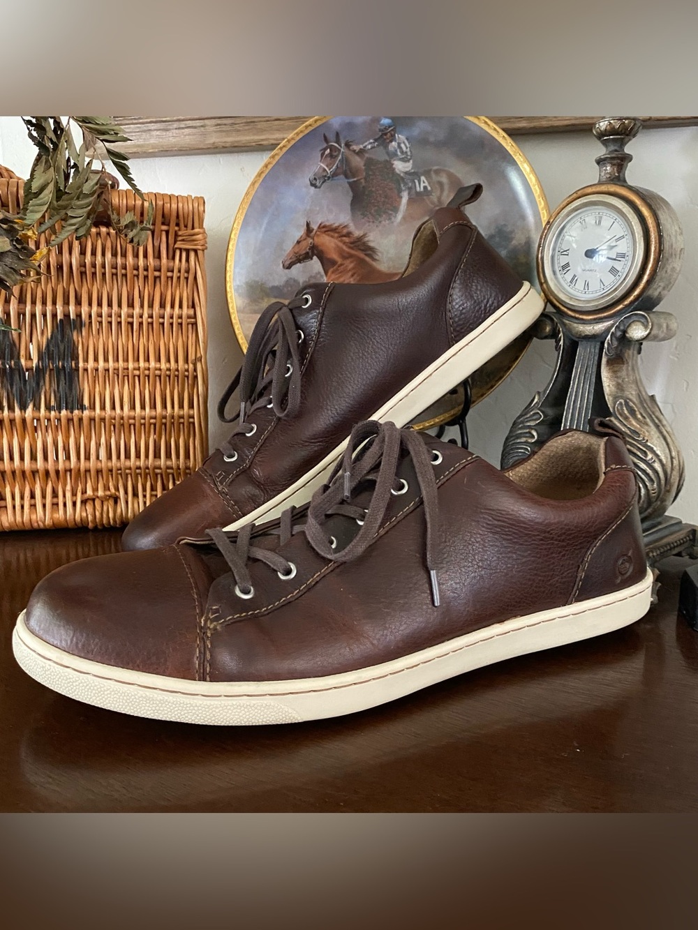 Born Allegheny Shoes Men’s 13 Brown Leather Low Top Casual Lace Up Comfort